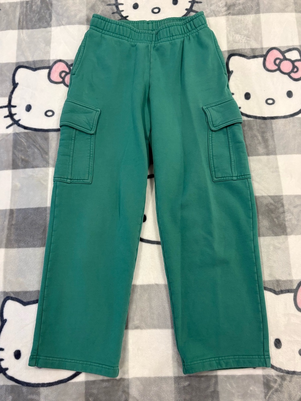 TNA Cozy Fleece Green Cargo Sweatpants